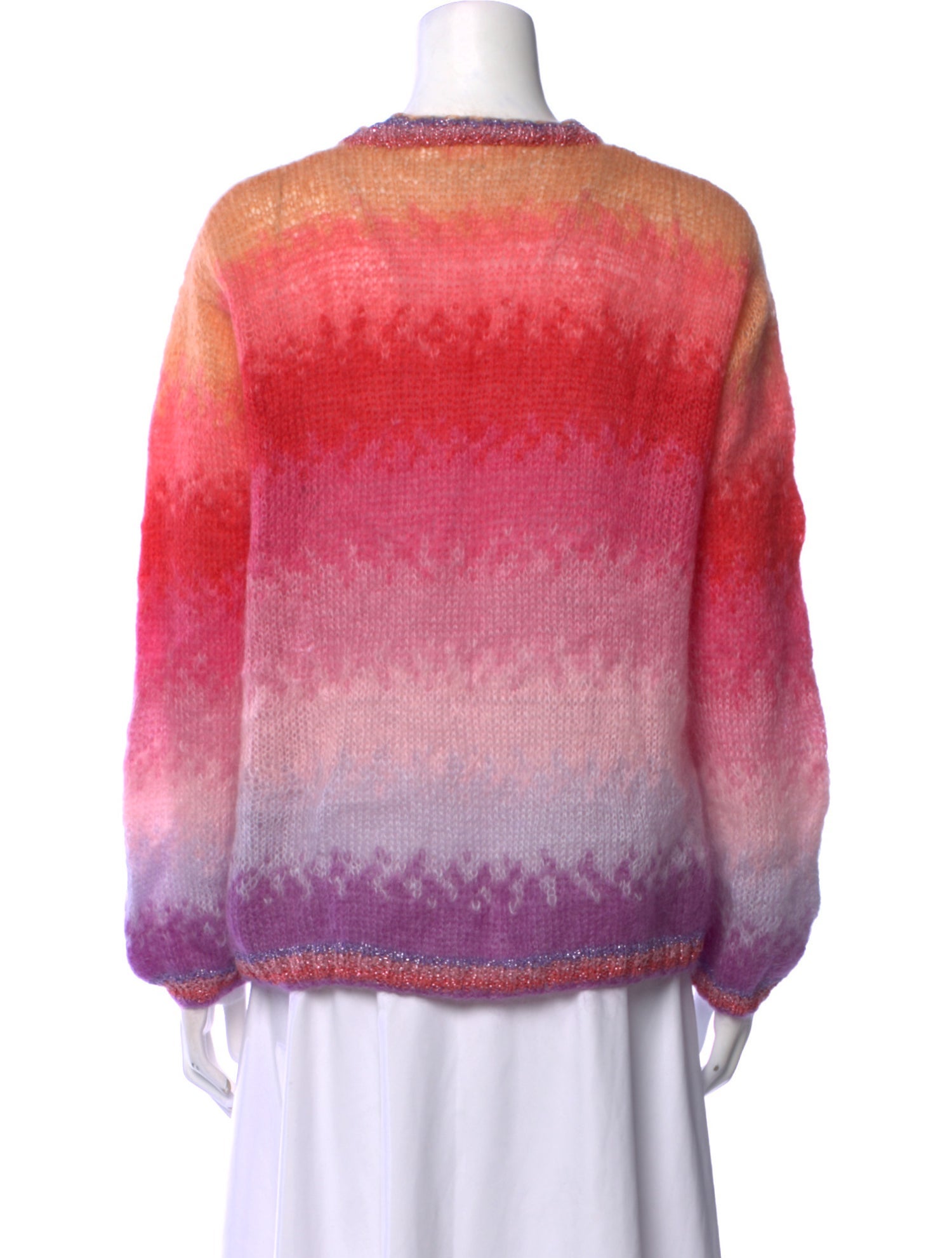 Rose Carmine Kid Mohair Striped Sweater